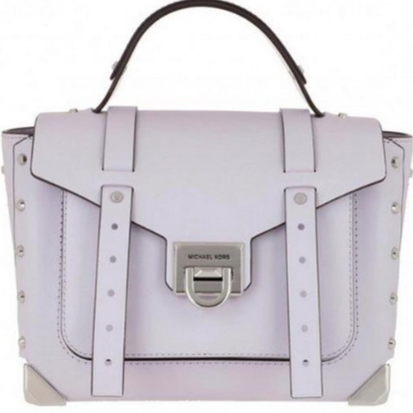 NWT Michael Kors Manhattan Medium Top Handle School Lavender Mist/Sliver Satchel